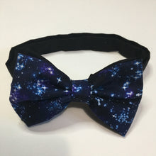 Load image into Gallery viewer, Dark Blue Galaxy themed Bow Tie
