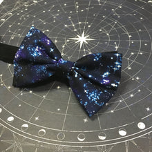 Load image into Gallery viewer, Dark Blue Galaxy themed Bow Tie
